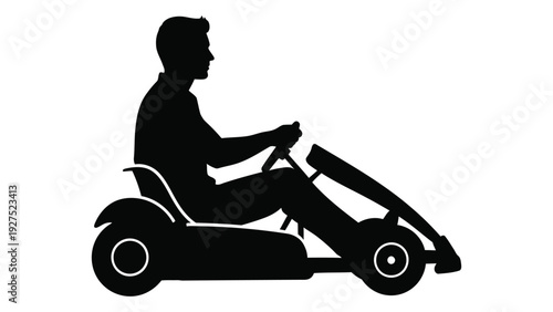 A man riding a go kart isolated on white background, Vector