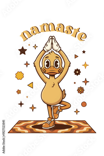 Retro Rubber Hose Duck Yoga Namaste