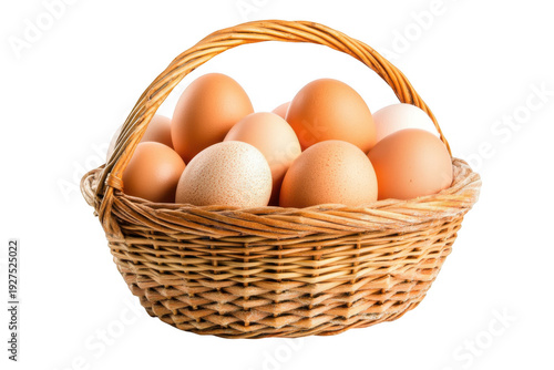 Wallpaper Mural A wicker basket filled with assorted brown eggs on a rustic table setting with natural light shining through isolated on transparent background Torontodigital.ca