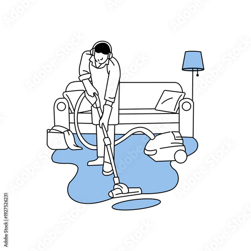 Cleaning the Living Room at Home