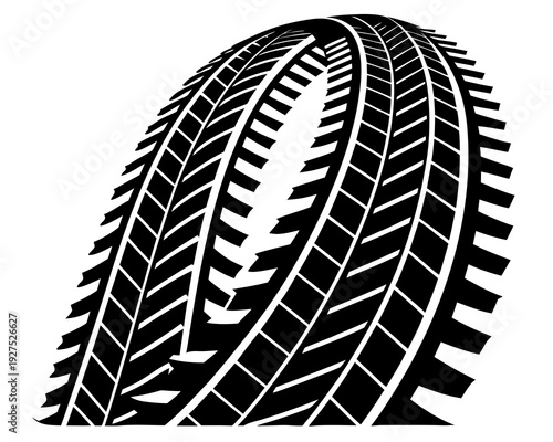 Black Tire Track Skid Marks Silhouette Vector Illustration