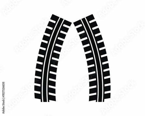 Realistic Tire Skid Marks Silhouette Vector Isolated on White Background