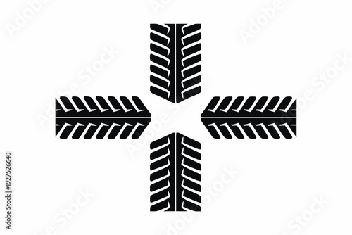 Grunge Tire Skid Marks Silhouette Vector Illustration Isolated