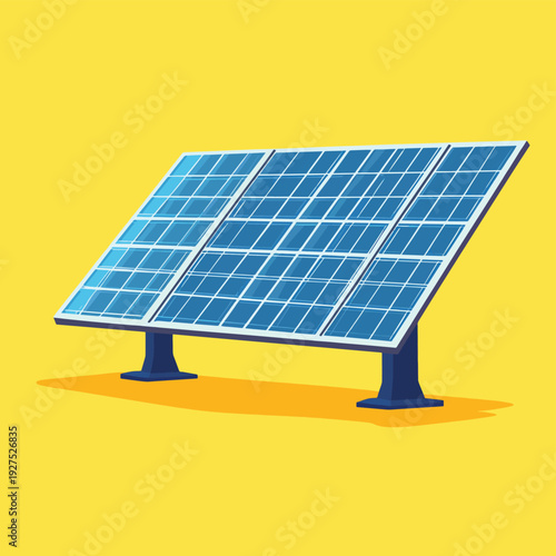 Blue solar cell or solar panel grid module yellow sun energy power environmentally friendly clean energy flat vector icon design. , vector style simple color