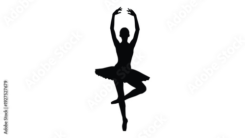 A black silhouette of a ballet dancer in a graceful pose isolated on white background, Vector