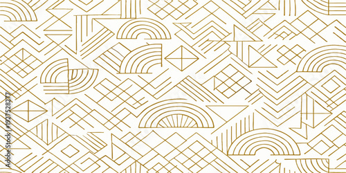 Seamless geometric pattern with triangles and maze lines creates a vector illustration wallpaper featuring a labyrinth style texture for modern decorative backgrounds