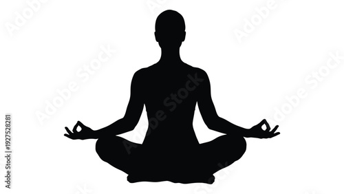 A person sitting in a meditative lotus position isolated on white background, Vector