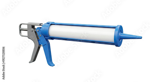 Blue and Silver Caulk Gun with White Cartridge