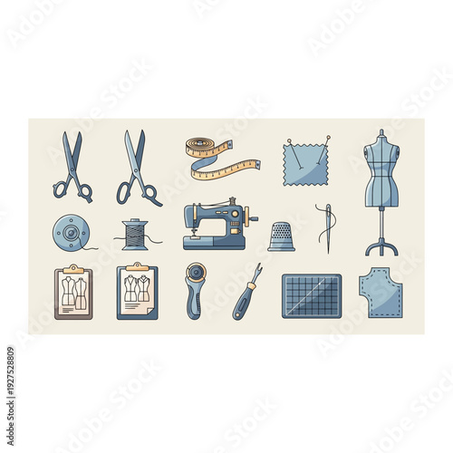 Sewing Studio Essentials Flat Design Collection