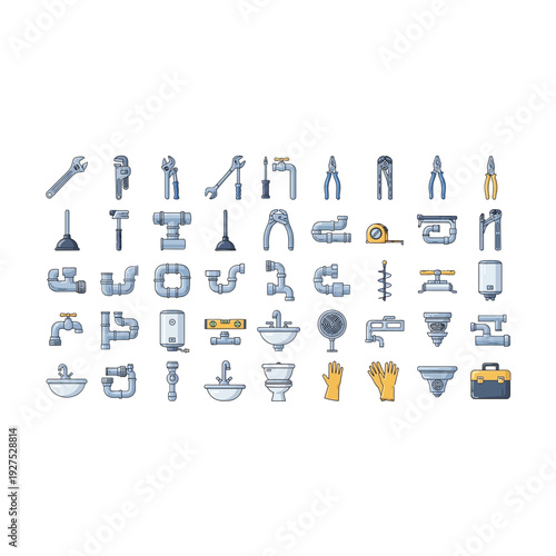 Plumbing Tools and Fixtures Icons: A Comprehensive Collection