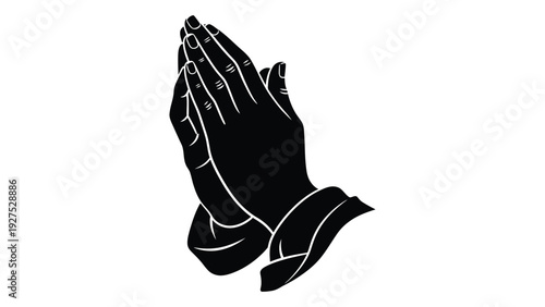 A pair of hands clasped together in prayer isolated on white background, Vector