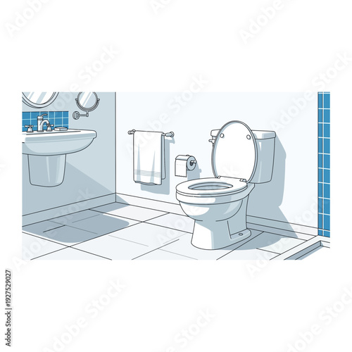 Modern Bathroom Interior with Toilet and Sink - Clean Design