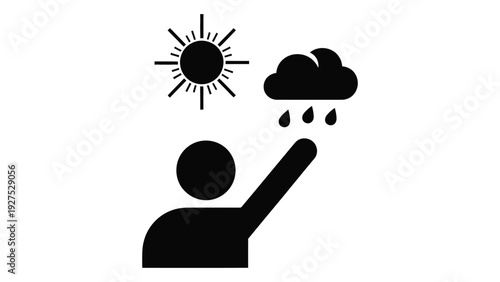 A person experiencing changing weather conditions isolated on white background, Vector