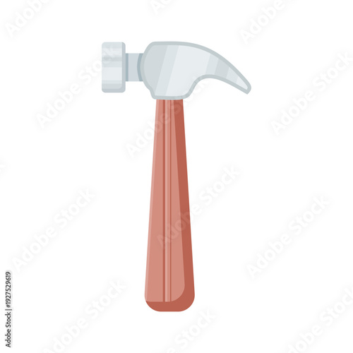 Hammer tool illustration in flat vector style, symbol of construction, repair, carpentry, and home improvement in clean minimalist design.