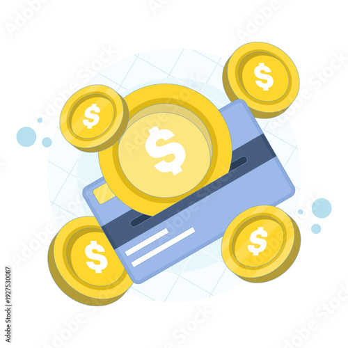 Gift card vector illustration, representing vouchers, prepaid cards, shopping rewards, and gift-giving concept in flat design for e-commerce and retail.
