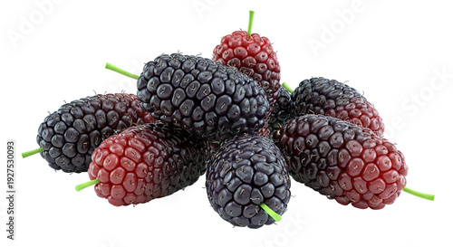 Ripe Black and Red Mulberries Pile