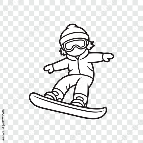 Snowboarding in Action A dynamic illustration depicts a snowboarder carving down a snowy slope, embodying the essence of winter sports and adventure.