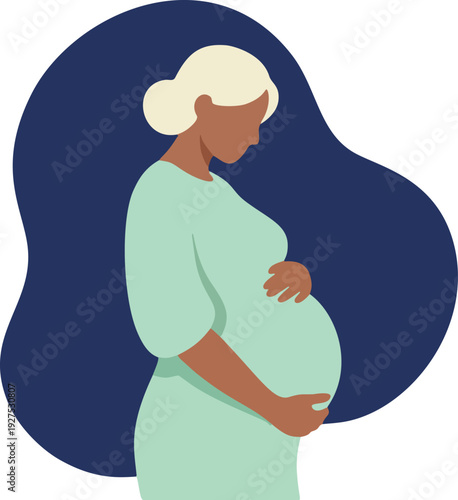 Maternity Pregnancy Profile Flat Vector Illustration