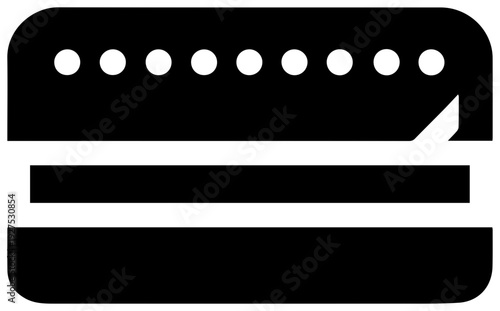 Solid black filled icon representing a metal weld bead seam with perforated holes along the top edge and a torn paper corner signifying industrial joining and fabrication