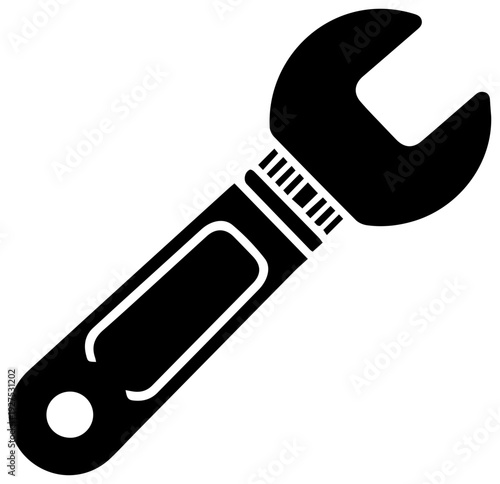 Solid black icon representing a socket wrench ratchet handle with a textured grip area and a circular end detail symbolizing mechanical repair diy projects and automotive
