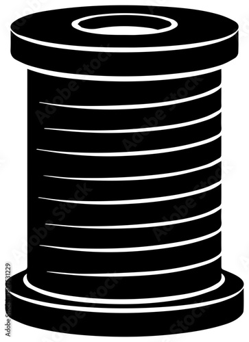 Black silhouette icon of a sewing thread spool symbolizing craft diy projects tailoring and textile creation representing handmade hobbies and creative industries with a clean