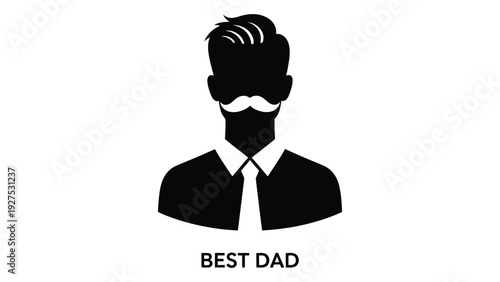 A simple black and white image of a man with a mustache and the words best dad isolated on white background, Vector