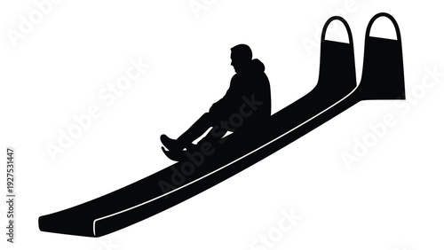 A person slides down a slide isolated on white background, Vector