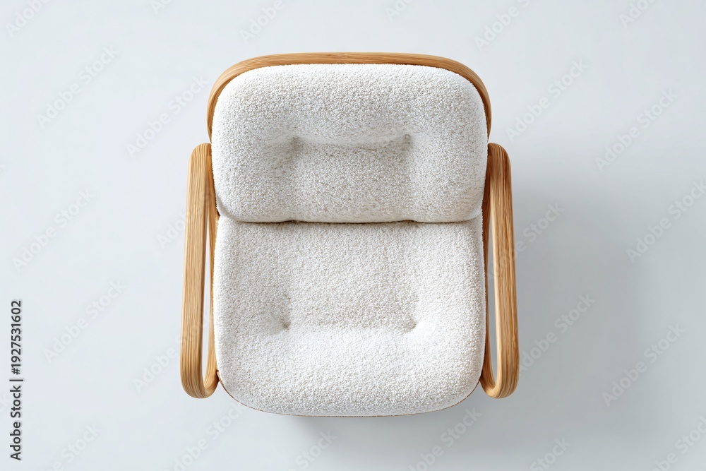 Obraz premium Modern White Armchair with Wooden Frame, Comfortable Seating, Minimalist Design