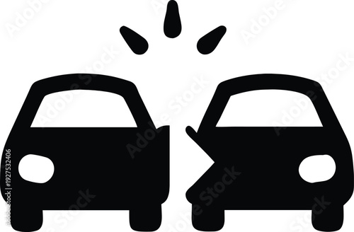 Car accident icon, two cars collided symbol, vector, accident, icon, collision, crash