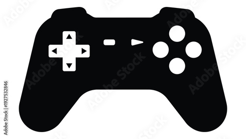 A black and white image of a video game controller isolated on white background, Vector