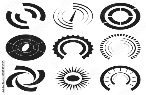 set of Speedometer Gauge Silhouette Vector Illustration Isolated on White Background