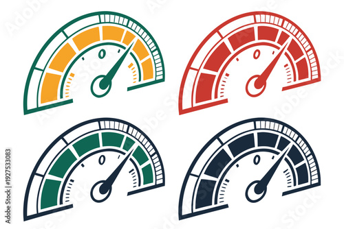 Car Speedometer Gauge Silhouette Icon set Vector Design