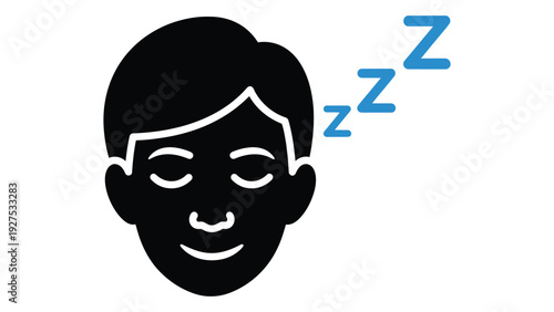 A cartoon boy sleeping with z's above his head isolated on white background, Vector
