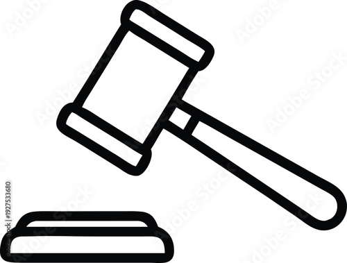 Gavel icon outline vector graphic for law and justice with gavel with icon with outline