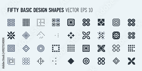 Collection of fifty basic design shapes in a vector eps 10 format