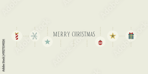 Festive christmas banner with icons and a neutral background
