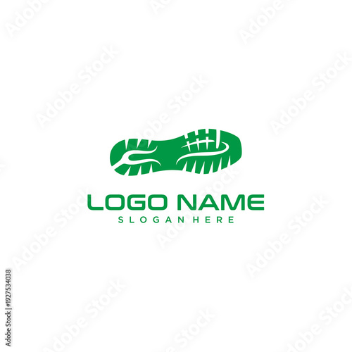 Minimalist Green Running Shoe Sole Icon for Athletic Footwear and Sport Identity White Background Vector Logo Design.
