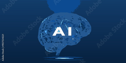 Artificial intelligence concept represented by a brain silhouette with ai
