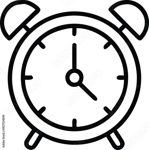 Retro alarm clock icon outline, simple timekeeping graphic, clock, time, icon, retro