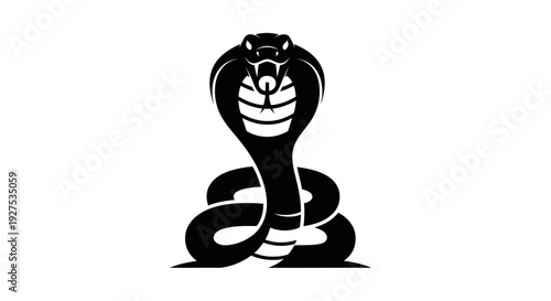 Striking Black Cobra Snake Logo Design on White Background.