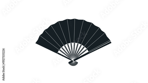 Minimalist Vector Illustration of an Open Folding Hand Fan, Representing Cultural Elegance and Refreshing Air Movement