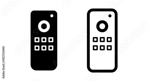 Modern Remote Control Icons: Solid Black and Outline Styles
