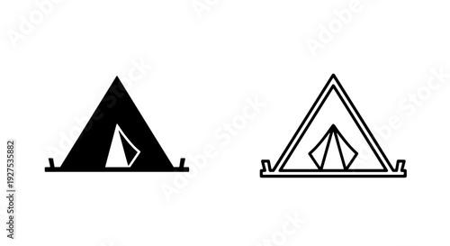 Tent Icon: Simple Silhouette and Outline for Camping and Adventure