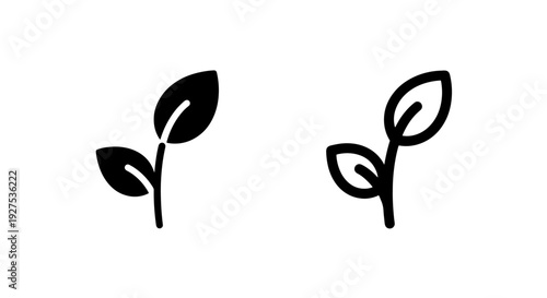 Sprout icons: solid black and outline versions, representing growth and nature