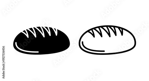 Stylized bread loaf icons in black and white, representing bakery or baking themes