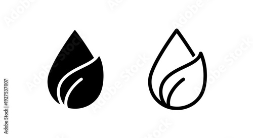 Eco-Friendly Water Drop with Leaf Icon Representing Nature and Organic Products