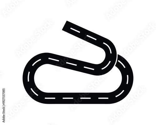 Curved Race Track Road Silhouette Vector Isolated