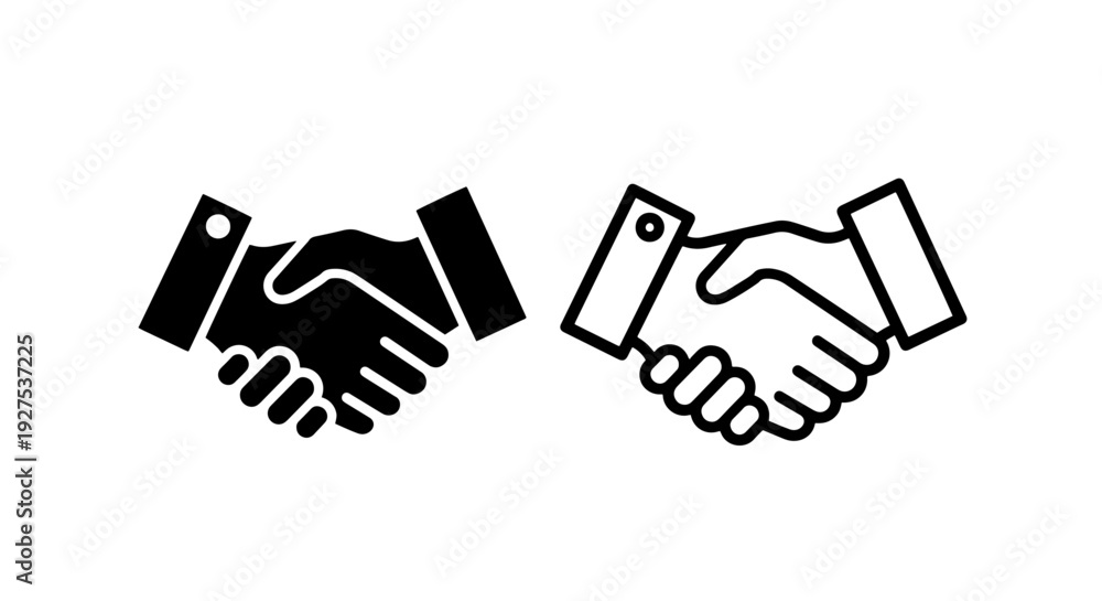 Obraz premium Professional business handshake icon representing partnership, agreement, and deal.
