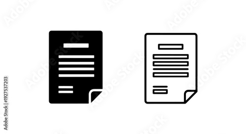 Simple document file icon with multiple text lines for reports and forms.