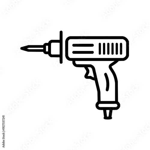 Black Electric Drill Icon on White Background